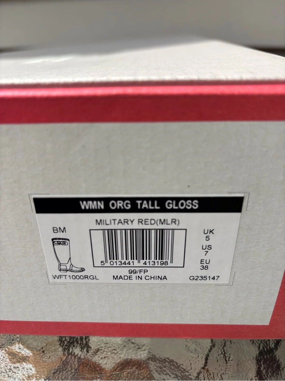Original Hunter Gloss Military Red Tall Rain Boots size 7 NIB